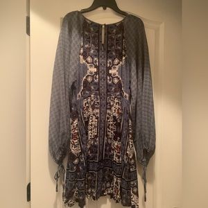 Free People Oksana Marine Combo Peasant Dress